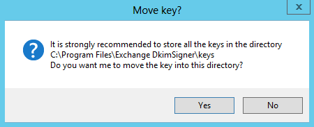 Exchange DKIM Signer save key in alternate location